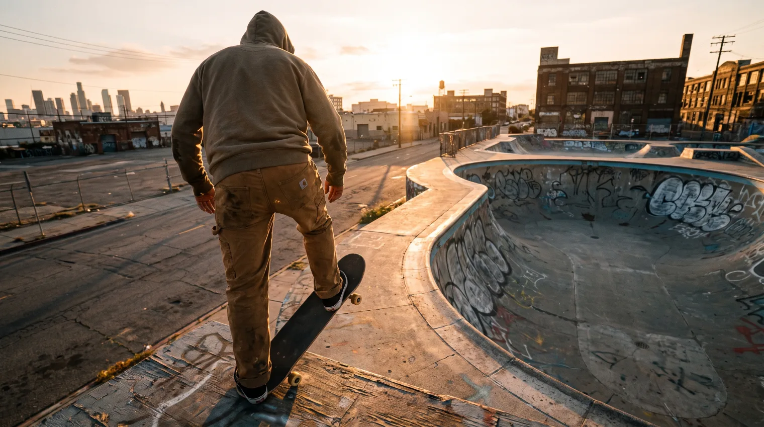 Skateboarder checking a notes app on a phone next to a skateboard, tracking practice progress